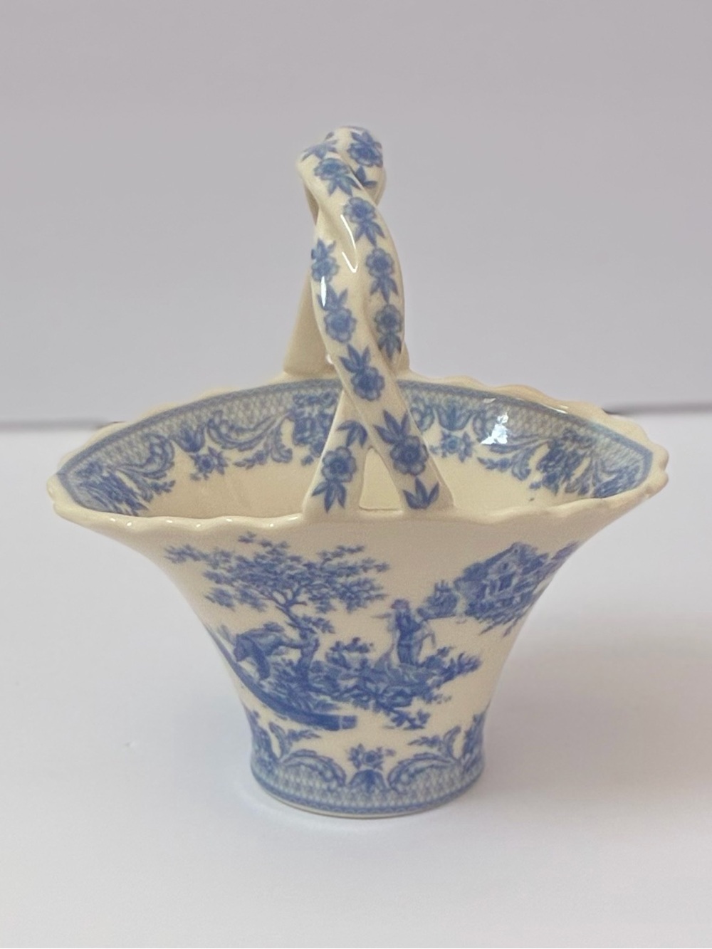 Burton & Burton "Blue Folie" Procelain Candy/Basket Bowl 7”